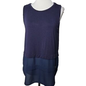MK Michael Kors Navy Blue Tank Top Chiffon Trim Size Medium